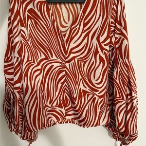Red and White Zebra Print Women's Top